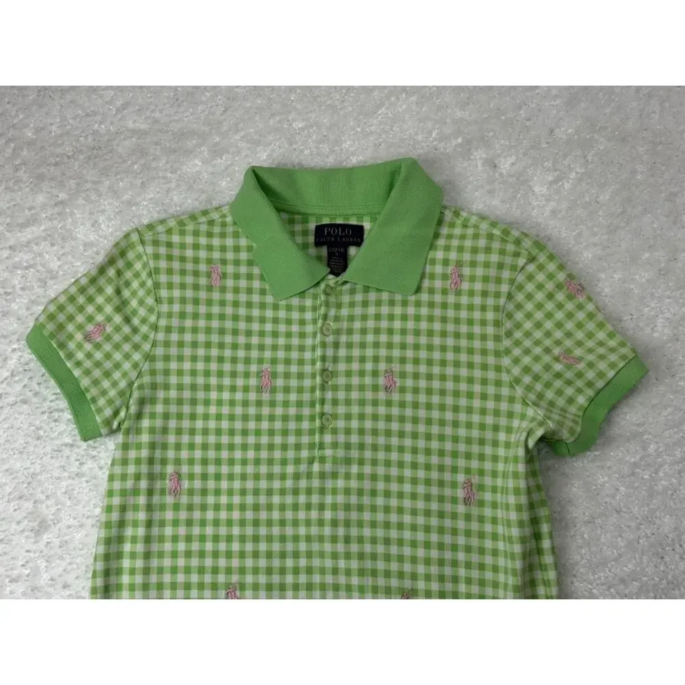 Polo Ralph Lauren Big Girls Gingham Pony Mesh Polo Dress-Size L (12/14)